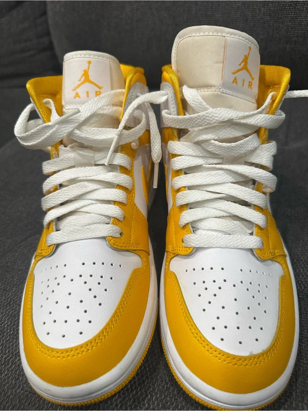Nike Air Jordan 1 Mid White and Yellow Men’s Size 7